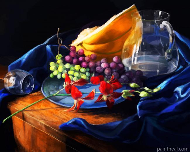 Grapes And Melon Fruits Painting By Numbers Kits