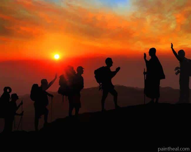 Travelers On Sunset Silhouette Painting By Numbers Kits