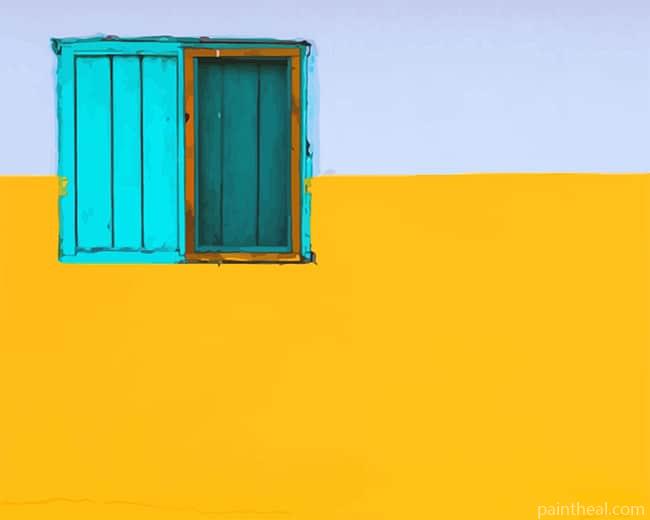 Yellow Wall Blue Window Painting By Numbers Kits