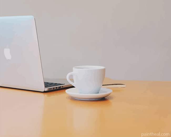 Coffee Cup and Laptop Painting By Numbers Kits