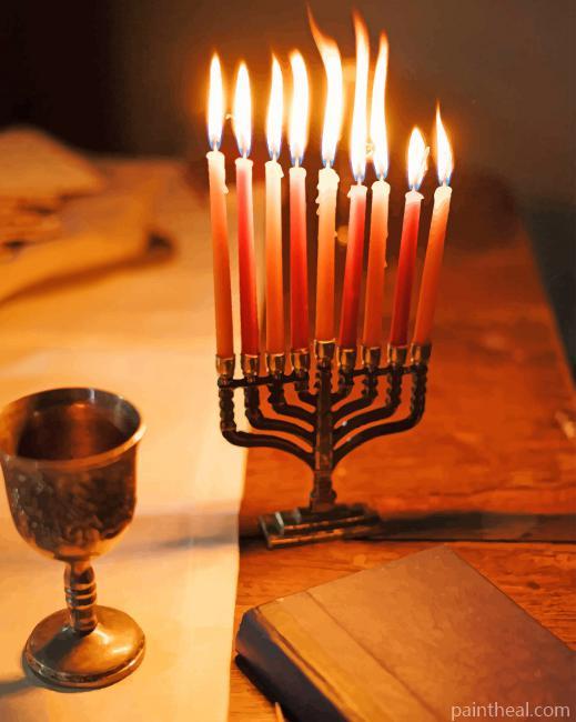 Menorah With Book Painting By Numbers Kits