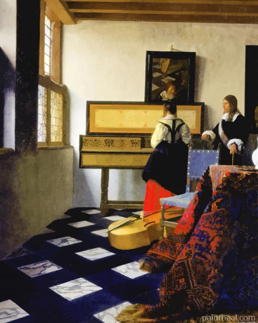 Johannes Vermeer The Music Lesson Painting By Numbers Kits