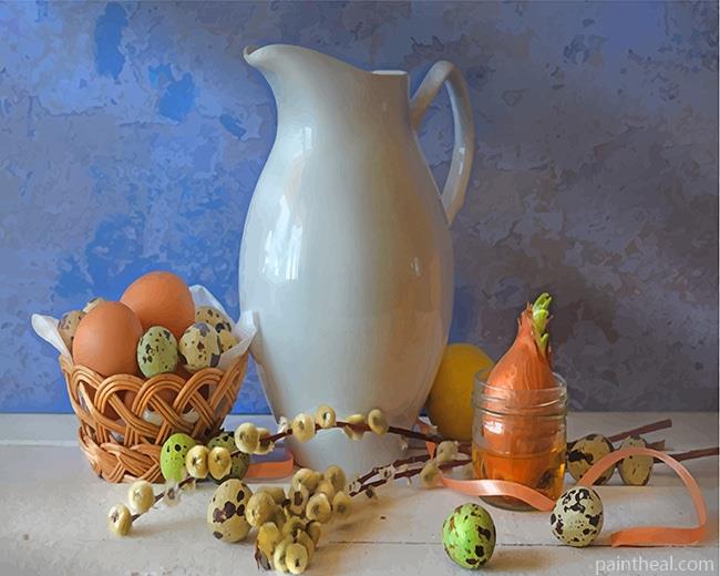 White Jug and Eggs Painting By Numbers Kits