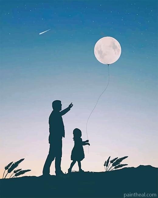 Dad And His Little Daughter Painting By Numbers Kits
