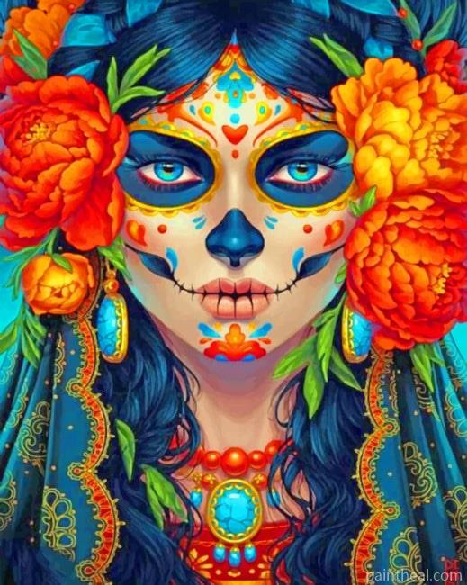 Skull Girl With Flowers Painting By Numbers Kits
