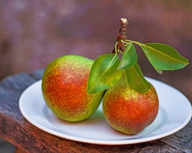 Pears Fruits With Leaves Painting By Numbers Kits