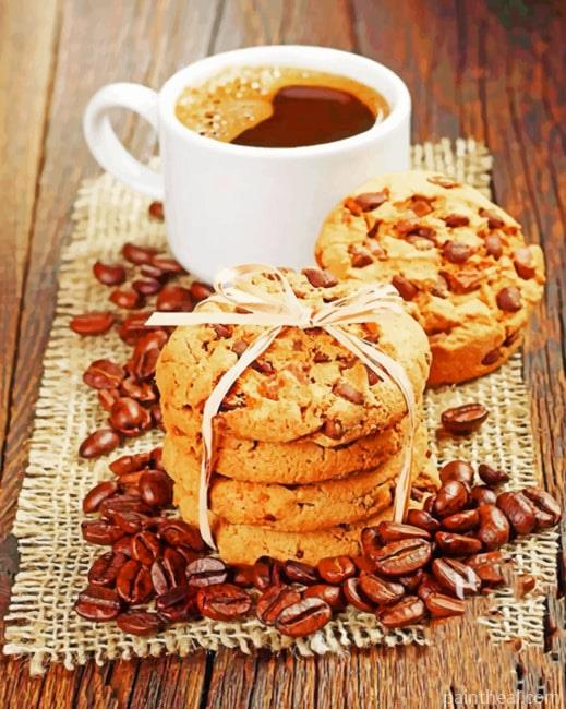 Black Coffee And Cookies Painting By Numbers Kits