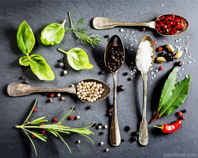 Food Spices Painting By Numbers Kits
