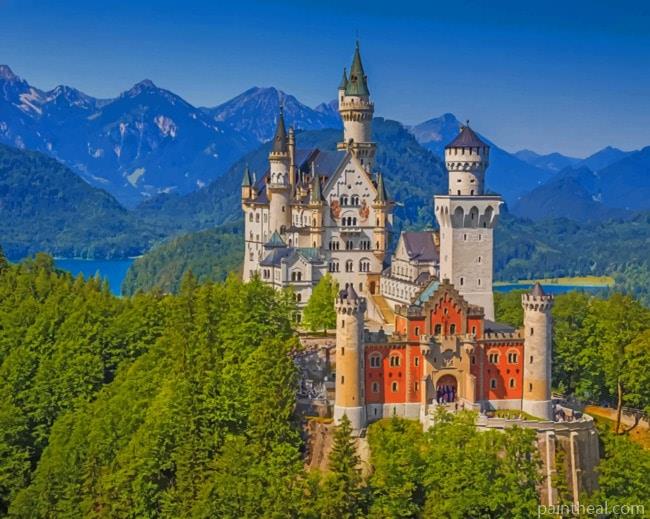 Bavaria Germany Neuschwanstein Castle Painting By Numbers Kits