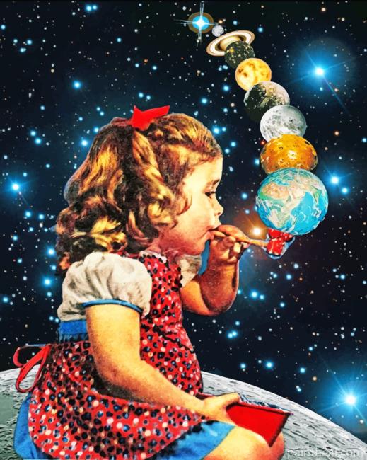 Space Little Girl Painting By Numbers Kits