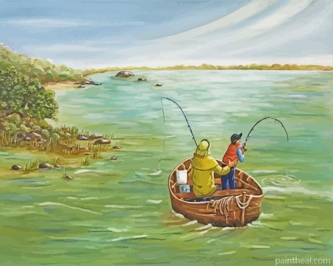 Fishing With Grandfather Painting By Numbers Kits