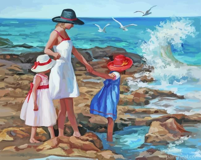 Sisters And Mother Painting By Numbers Kits