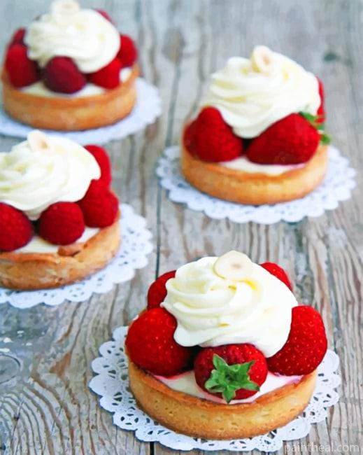 Strawberry Tarts With Cream Painting By Numbers Kits