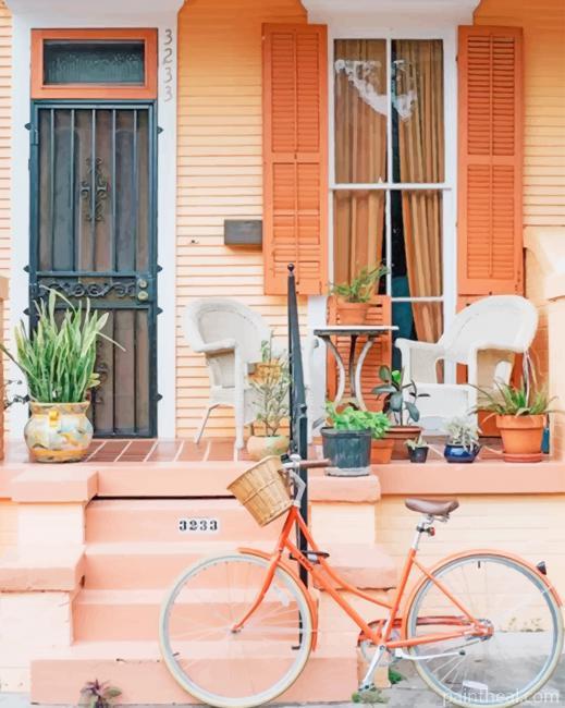 Bike Near House Painting By Numbers Kits
