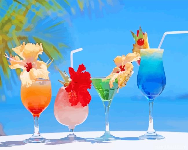 Summer Cocktail Drinks Painting By Numbers Kits
