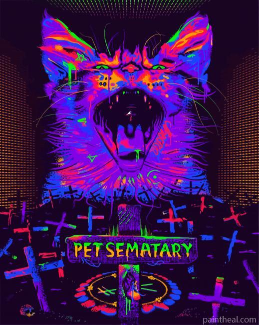 Pet Sematary Neon Art Painting By Numbers Kits