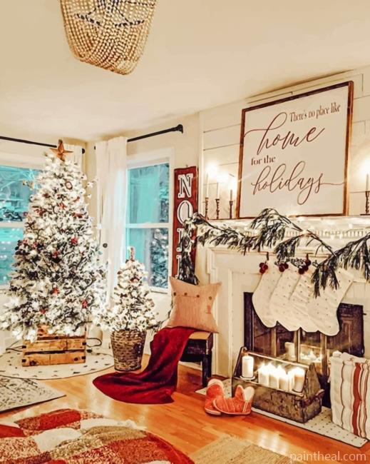 Christmas House Decoration Painting By Numbers Kits