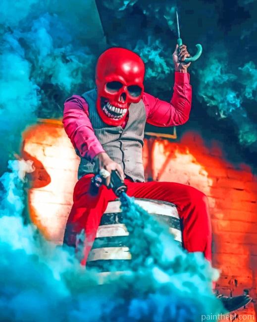 Skeleton Blue Smoke Bomb Painting By Numbers Kits