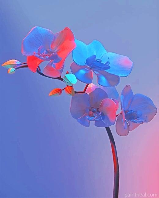 Blue and Red Orchid Painting By Numbers Kits