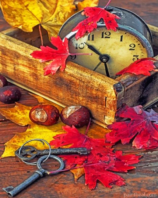 Fall Leaves and Clock Painting By Numbers Kits