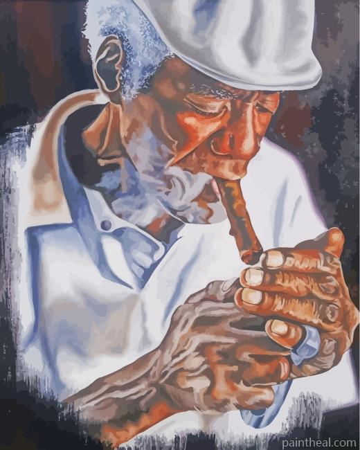Black Man Smoking Painting By Numbers Kits