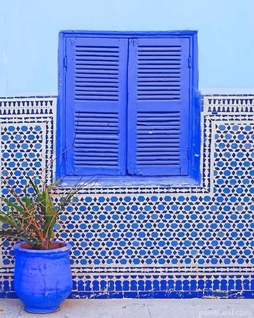 Blue Moroccan Mosaic and Window Painting By Numbers Kits