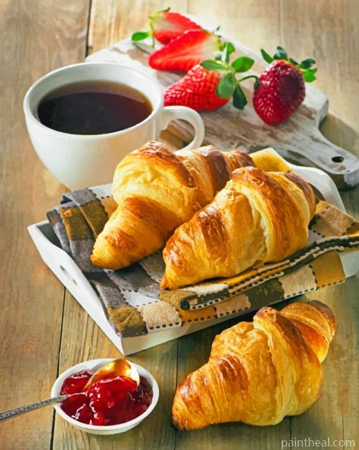 Croissant And Coffee Painting By Numbers Kits