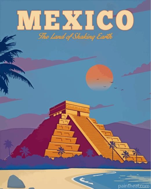 Travel Poster Mexico Painting By Numbers Kits