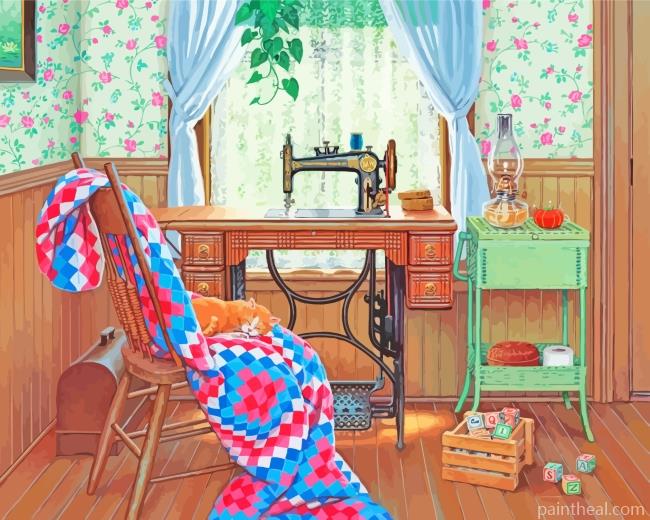 The Vintage Sewing Room Painting By Numbers Kits