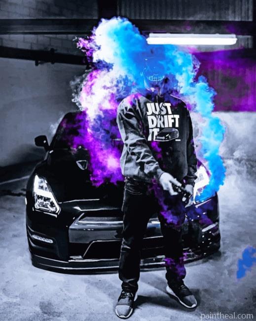 Purple Blue Bomb Smoke Painting By Numbers Kits