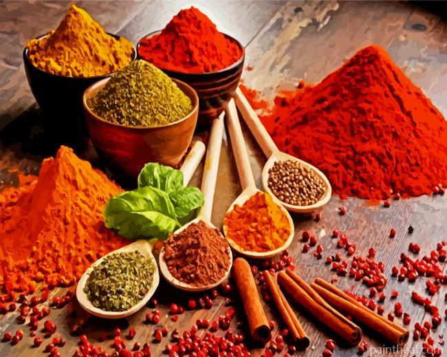 Aesthetic Indian Spices Painting By Numbers Kits