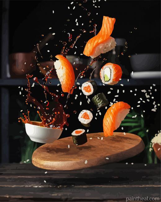 Sushi Japanese Food Painting By Numbers Kits