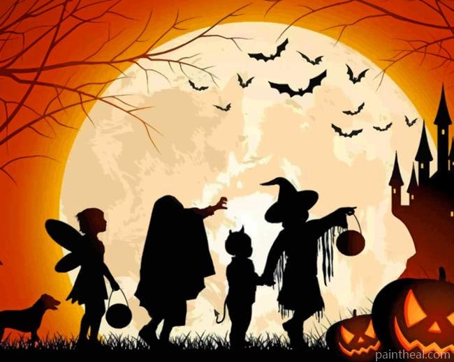 Halloween Kids Silhouette Painting By Numbers Kits