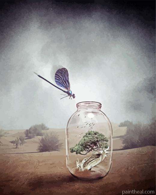 Dragonflies In Mason Jar Art Painting By Numbers Kits