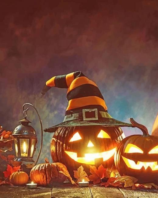 Halloween Pumpkins Witch Painting By Numbers Kits