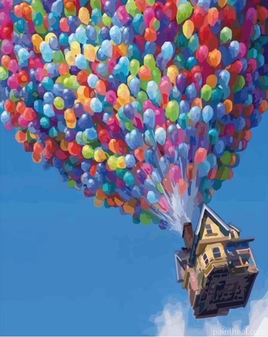 Flying House Up Painting By Numbers Kits