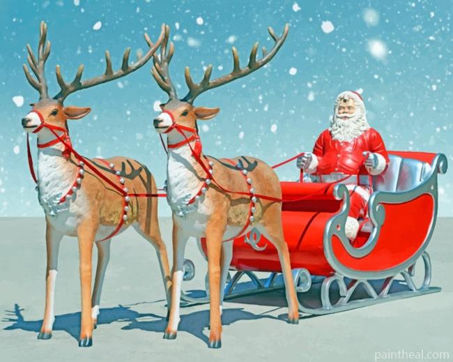 Santa And Reindeer Painting By Numbers Kits
