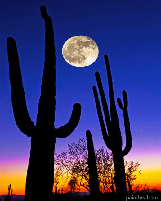 Cactus Silhouette Painting By Numbers Kits