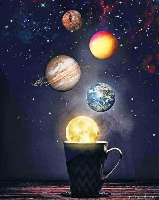 Space Planets Cup Painting By Numbers Kits