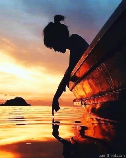Lonely Girl In Sunset Painting By Numbers Kits