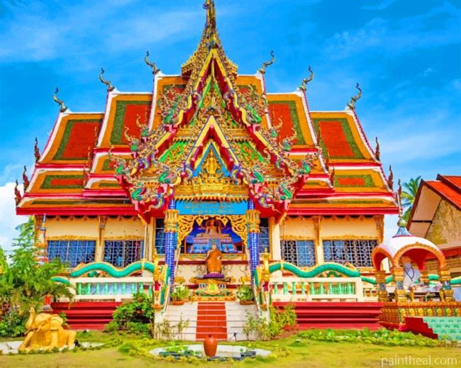Buddhist Temple In Koh Samui Painting By Numbers Kits