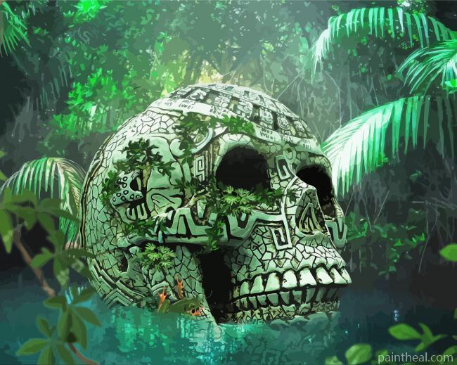 Jungle Skull in Lake Painting By Numbers Kits