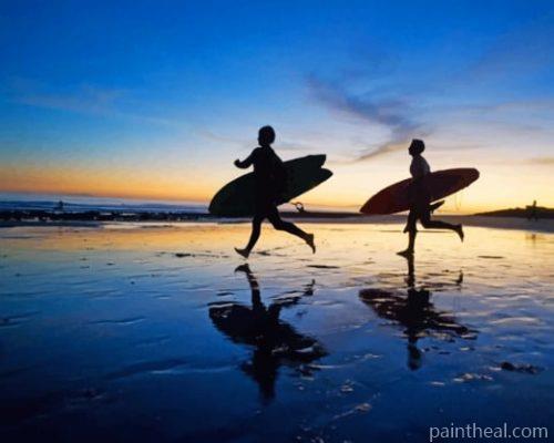 Surfers Silhouette Painting By Numbers Kits