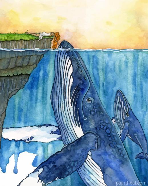 Whales And Girl Painting By Numbers Kits
