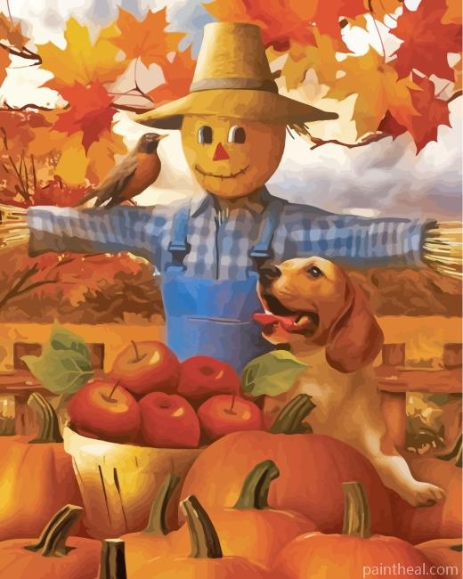 Autumn Farm Scarecrow Painting By Numbers Kits