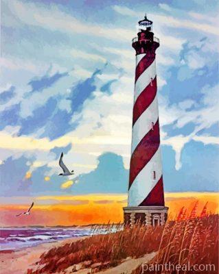Cape Hatteras Light Sunset Painting By Numbers Kits