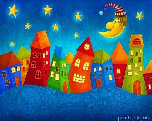 Fantasy Night Buildings Painting By Numbers Kits