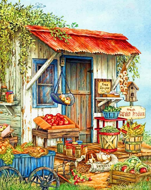 Farm Food Shop Art Painting By Numbers Kits