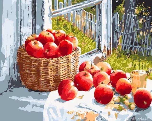 Basket of Red Apples Painting By Numbers Kits