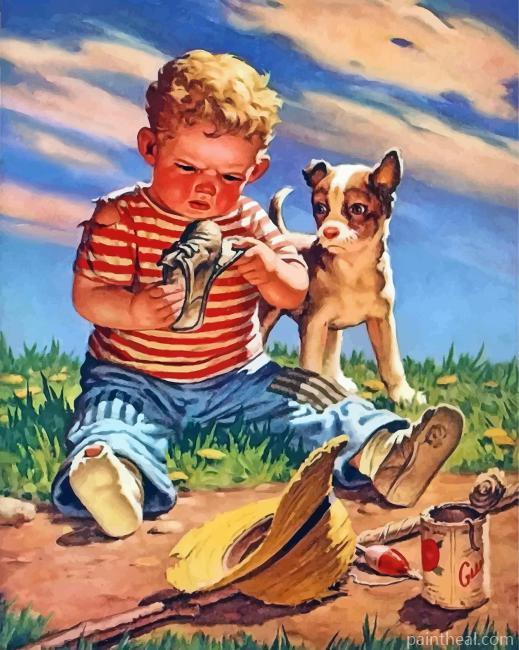 Boy And Dog Painting By Numbers Kits